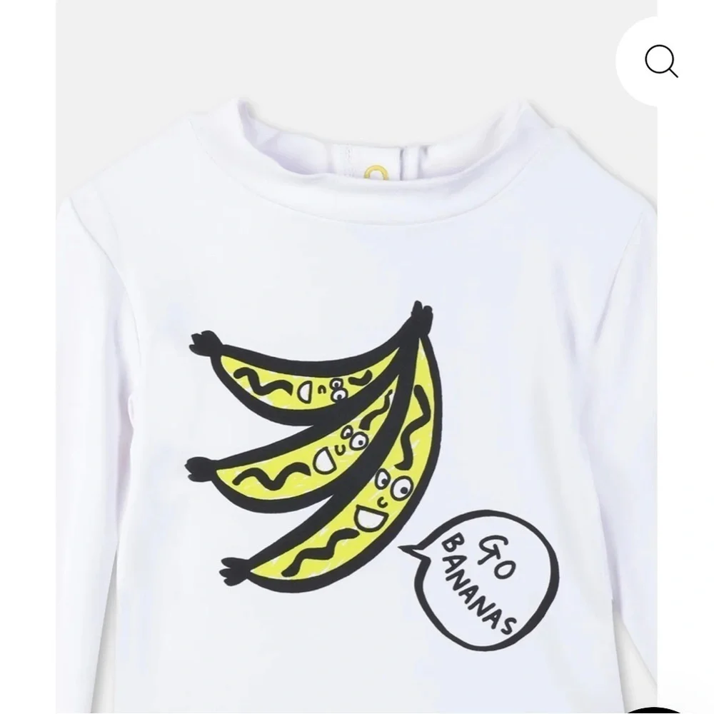 Kids White Banana Print Long Sleeve Shirt by Stella McCartney